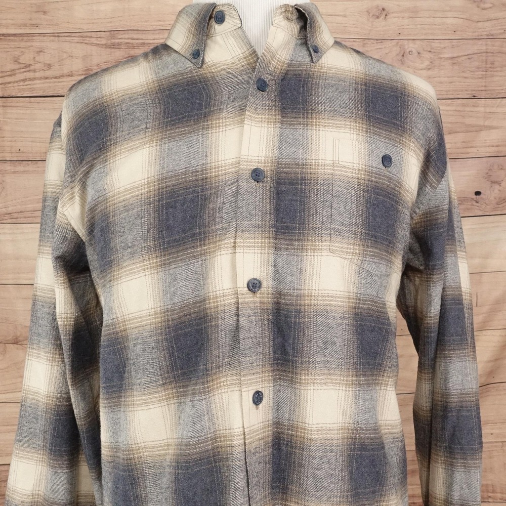 Weatherproof Vintage Shirt Mens XL Gray Plaid Long Sleeve Button-Up Flannel